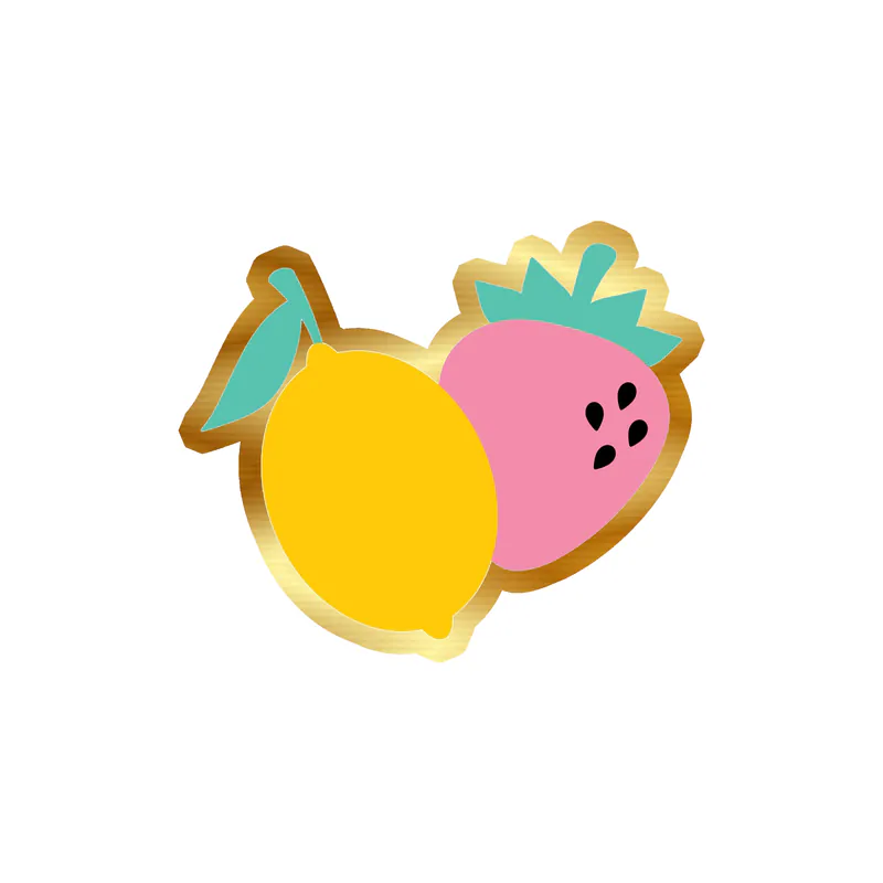 Lemon and Strawberry Gold Chrome Vinyl Decal - Custom Size