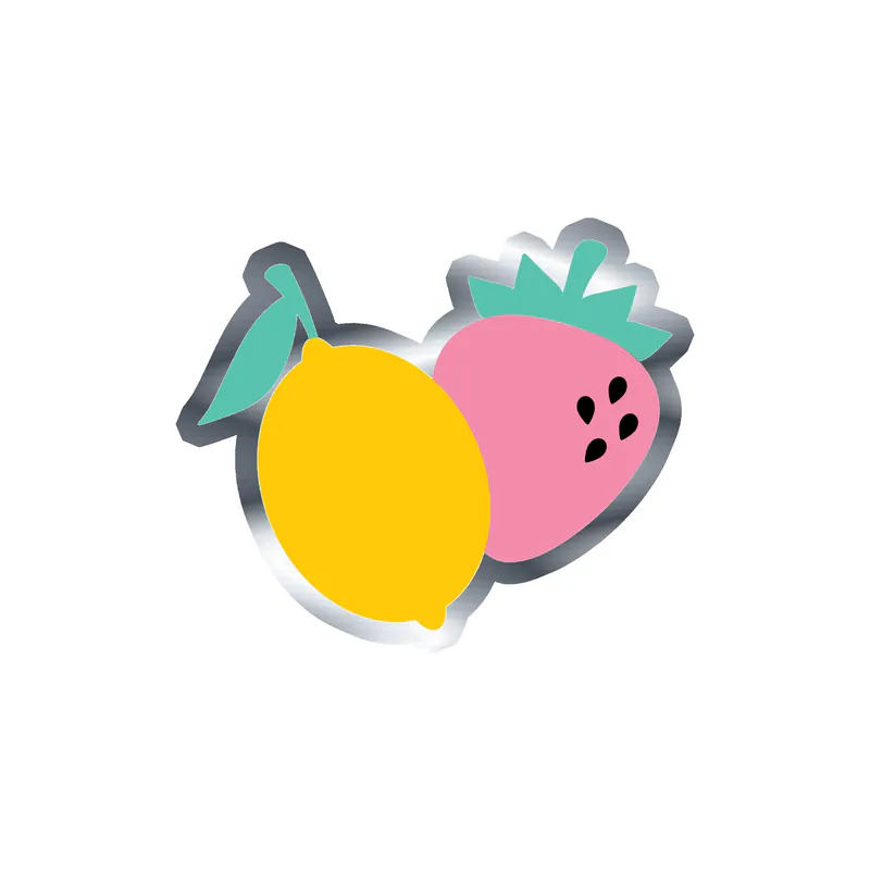 Lemon and Strawberry Silver Chrome Vinyl Decal - Custom Size