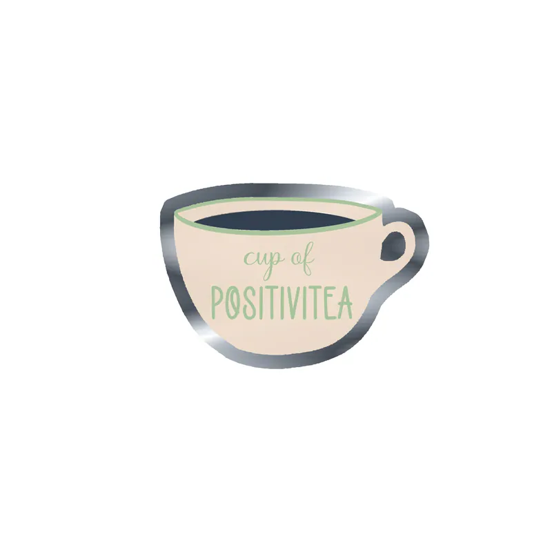 Cup Of Positivitea Silver Chrome Vinyl Decal - Custom Size