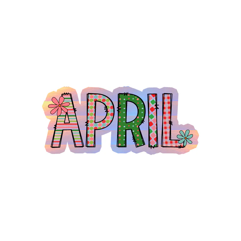 April - Month - Holographic Vinyl Decal - Custom Size