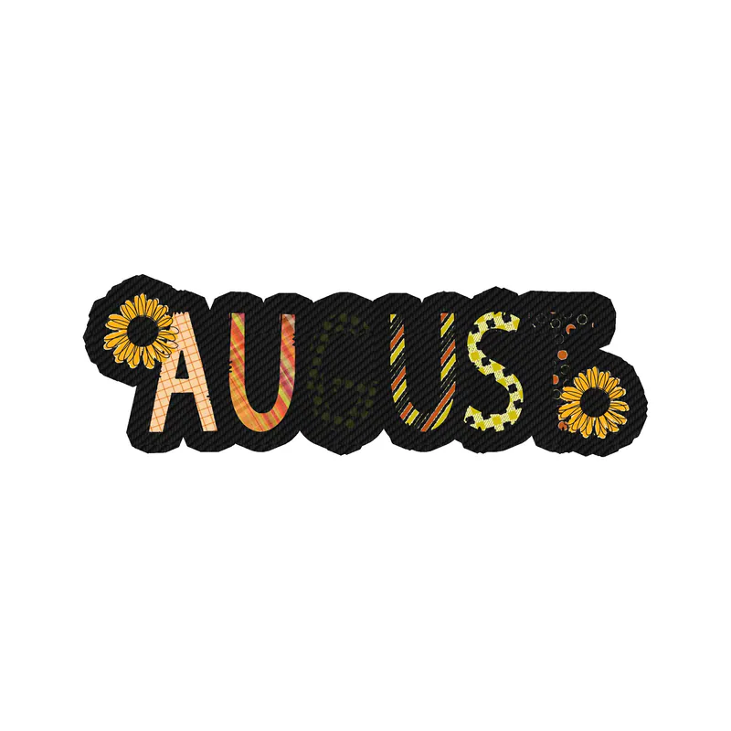 August - Month - Carbon Fiber Vinyl Decal - Custom Size
