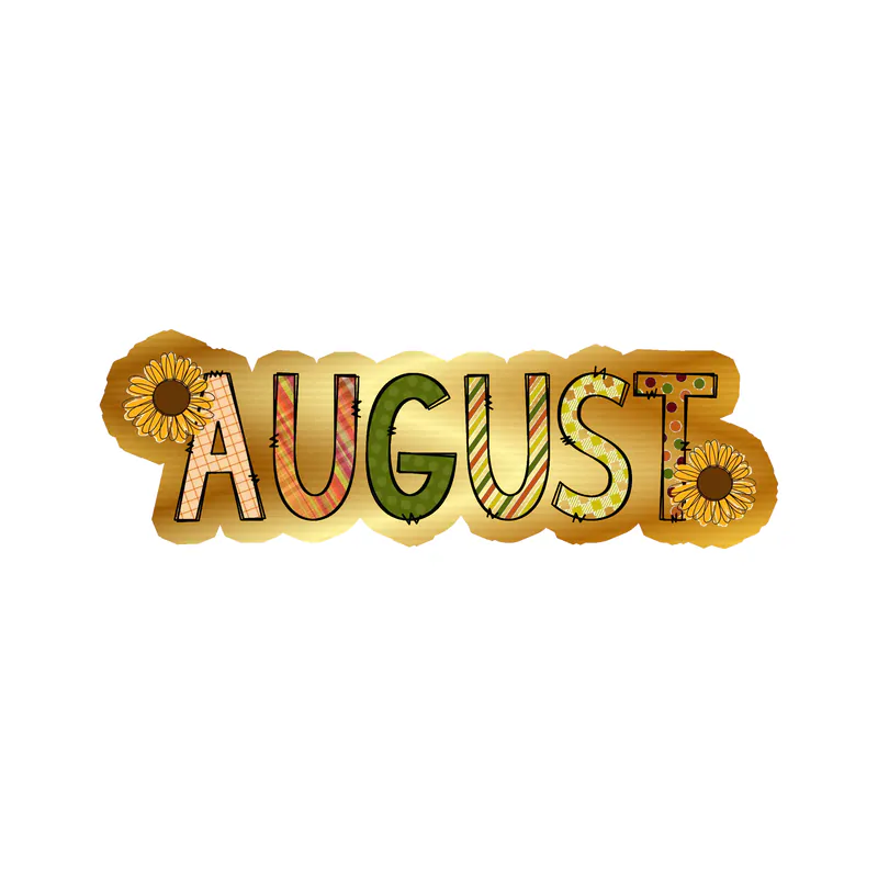 August - Month - Gold Chrome Vinyl Decal - Custom Size