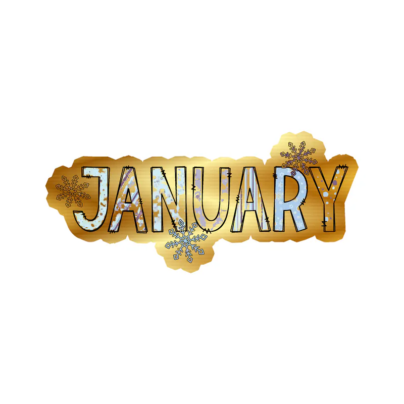 January - Month - Gold Chrome Vinyl Decal - Custom Size