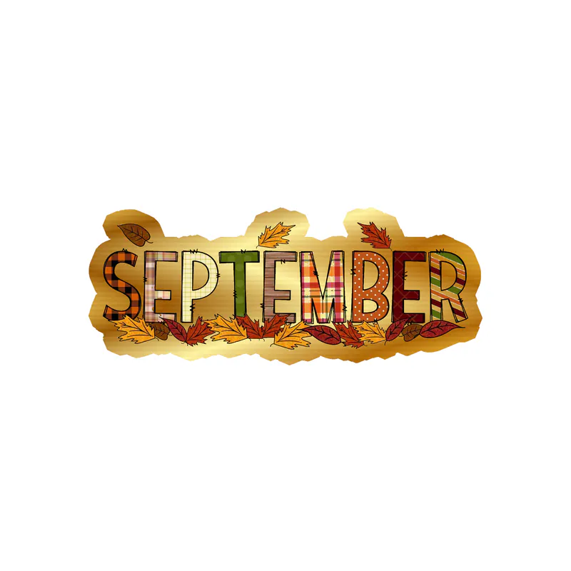 September - Month - Gold Chrome Vinyl Decal - Custom Size