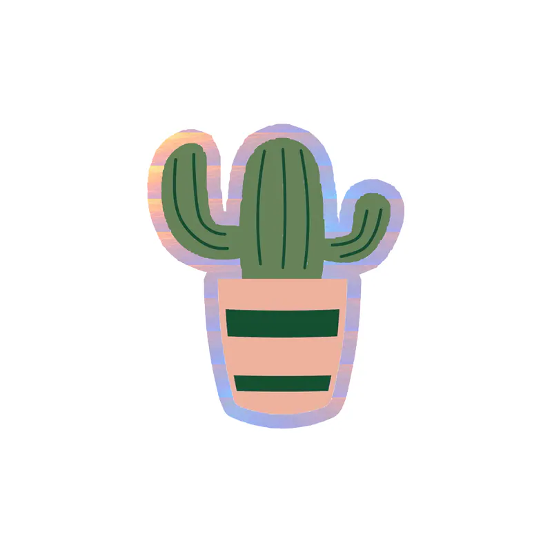 Cactus Holographic Vinyl Decal - Custom Size