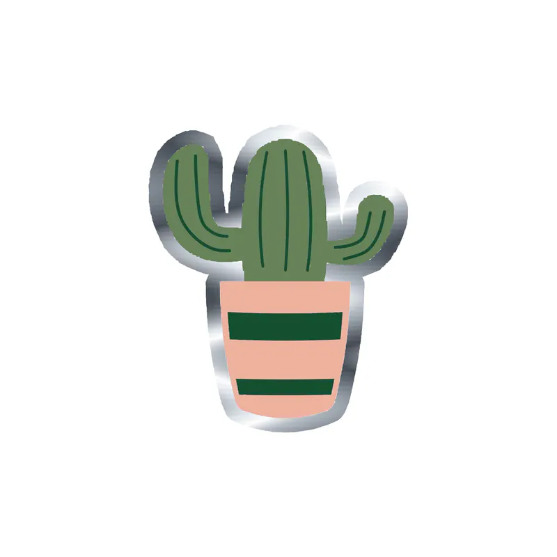 Cactus Silver Chrome Vinyl Decal - Custom Size