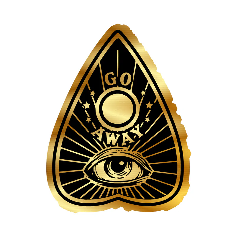 Ouija Board Planchette Gold Chrome Vinyl Decal - Custom Size