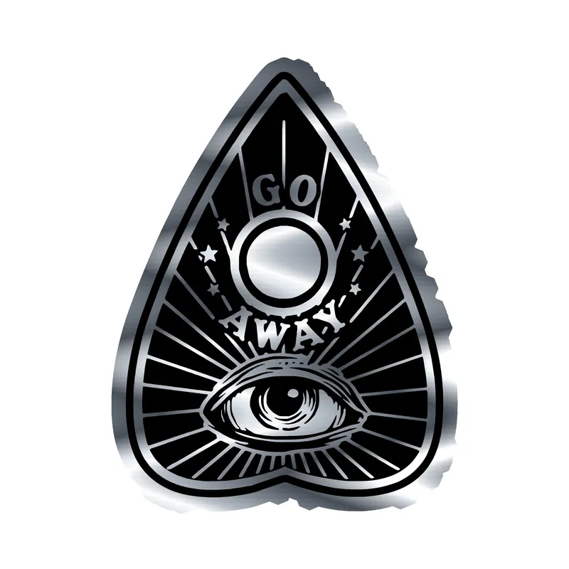Ouija Board Planchette Silver Chrome Vinyl Decal - Custom Size