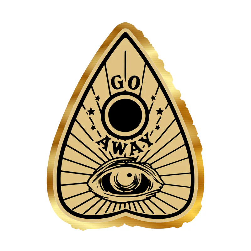 Ouija Board Planchette Gold Chrome Vinyl Decal - Custom Size
