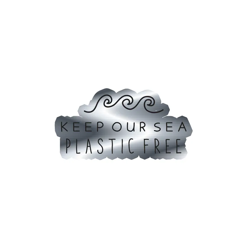 Keep Our Sea Plastic Free Silver Chrome Vinyl Decal - Custom Size