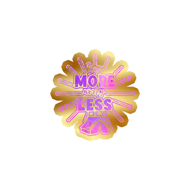 Camp More Worry Less Gold Chrome Vinyl Decal - Custom Size