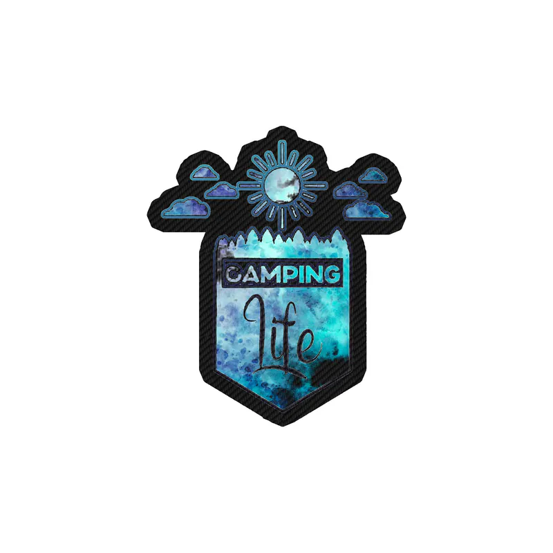 Camping Life Carbon Fiber Vinyl Decal - Custom Size