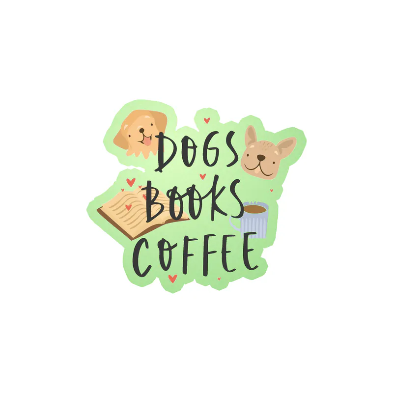 Dogs Books Coffee - Glow in the Dark Vinyl Decal - Custom Size
