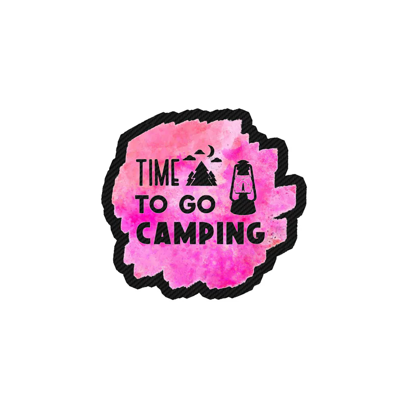 Time To Go Camping Carbon Fiber Vinyl Decal - Custom Size