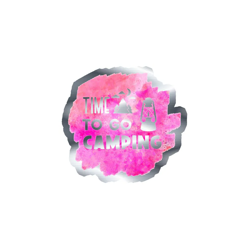Time To Go Camping Silver Chrome Vinyl Decal - Custom Size