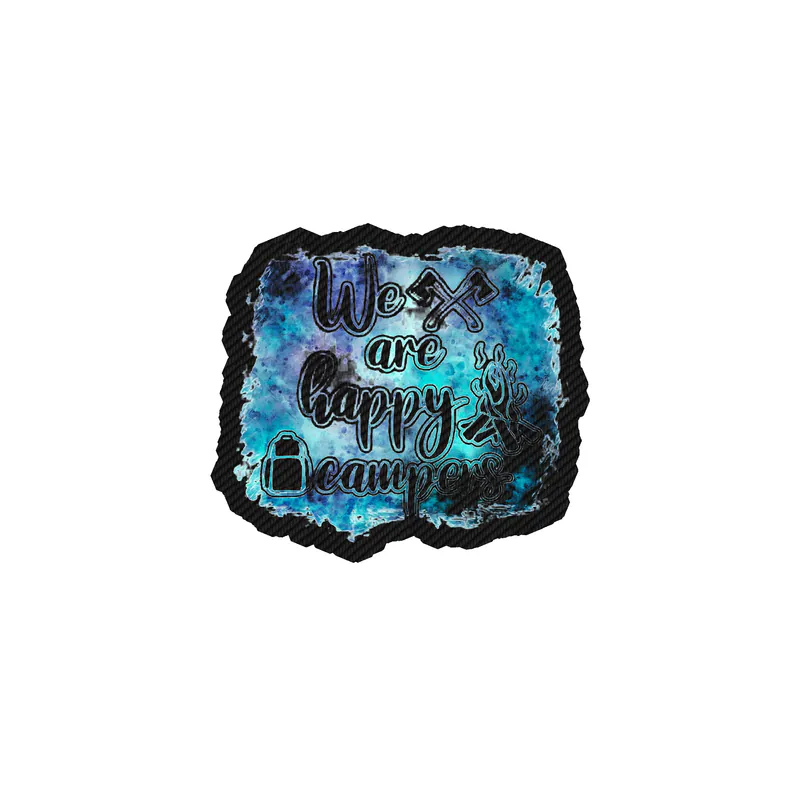 We Are Happy Campers Carbon Fiber Vinyl Decal - Custom Size