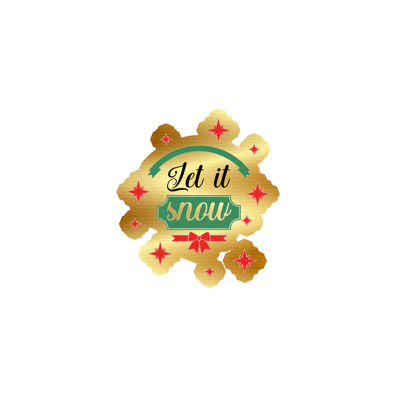 Let It Snow Gold Chrome Vinyl Sticker - Custom Size