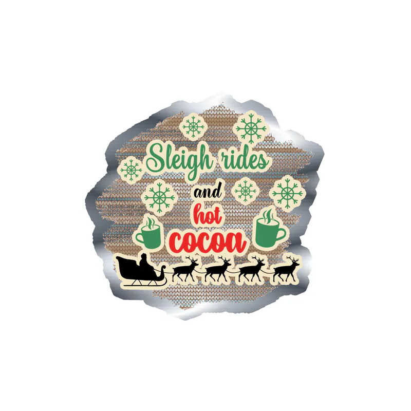Sleigh Rides Silver Chrome Vinyl Sticker - Custom Size