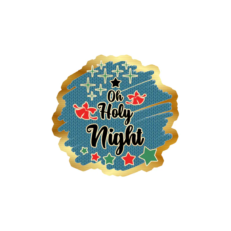 Oh Holy Night Gold Chrome Vinyl Sticker - Custom Size