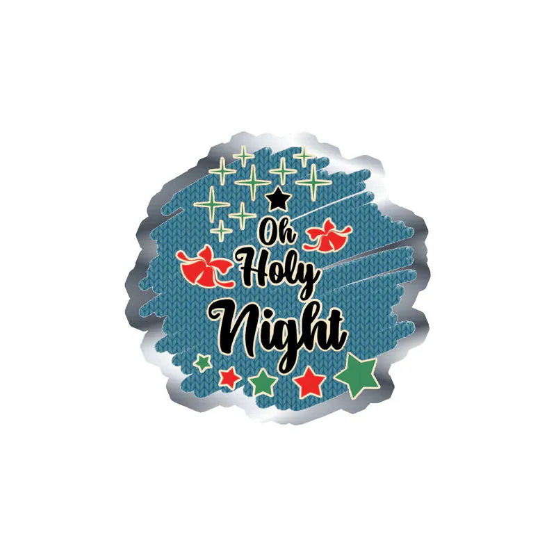 Oh Holy Night Silver Chrome Vinyl Sticker - Custom Size