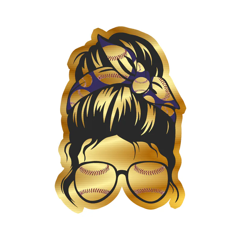 Messy Bun - Gold Chrome Vinyl Decal - Custom Size