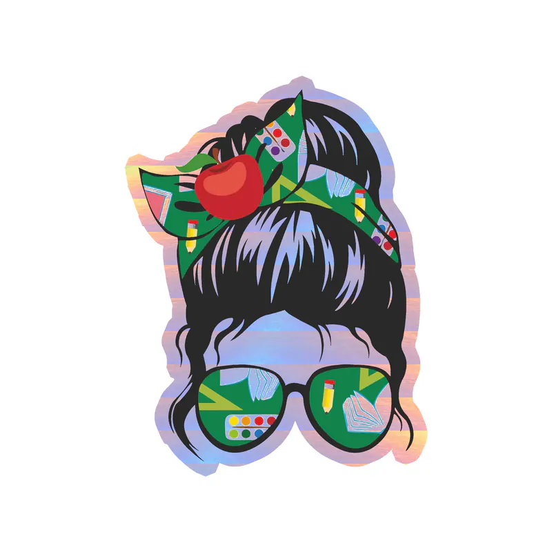 Messy Bun - Holographic Vinyl Decal - Custom Size