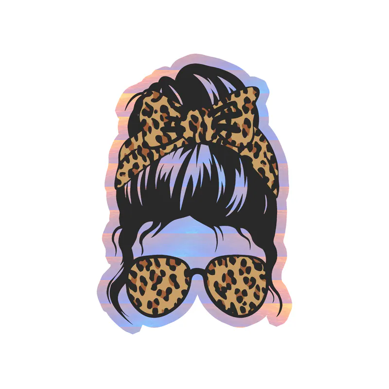Messy Bun - Holographic Vinyl Decal - Custom Size