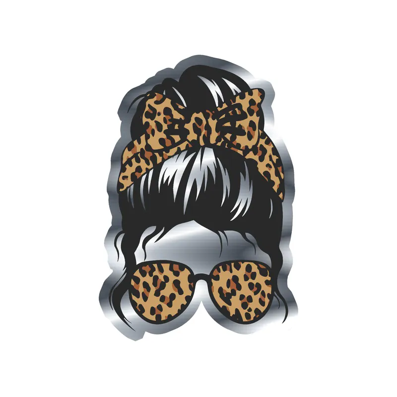 Messy Bun - Silver Chrome Vinyl Decal - Custom Size