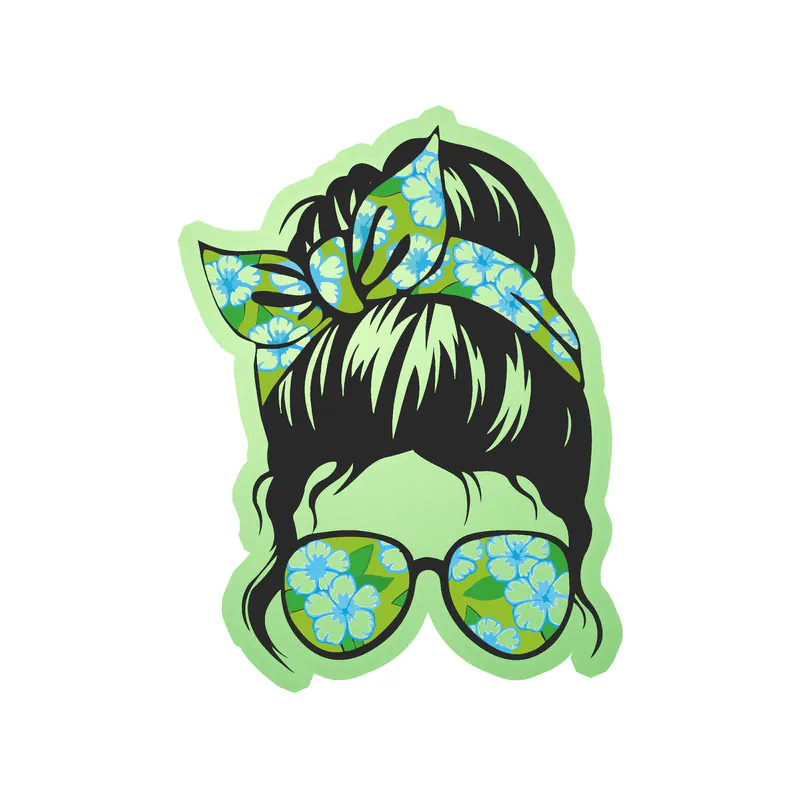Messy Bun - Glow in the Dark Vinyl Decal - Custom Size