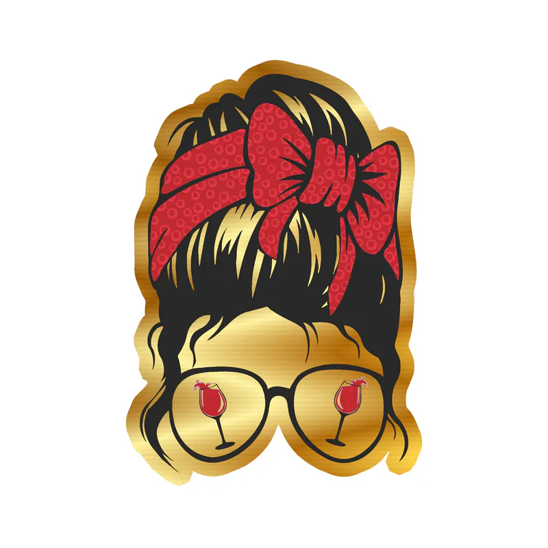 Messy Bun - Gold Chrome Vinyl Decal - Custom Size
