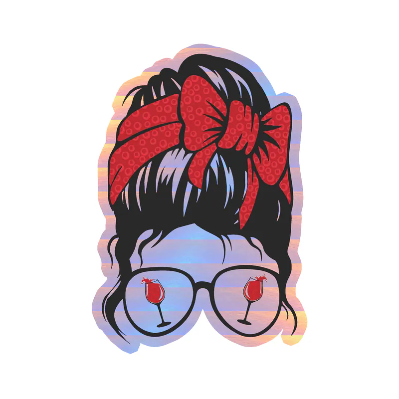 Messy Bun - Holographic Vinyl Decal - Custom Size
