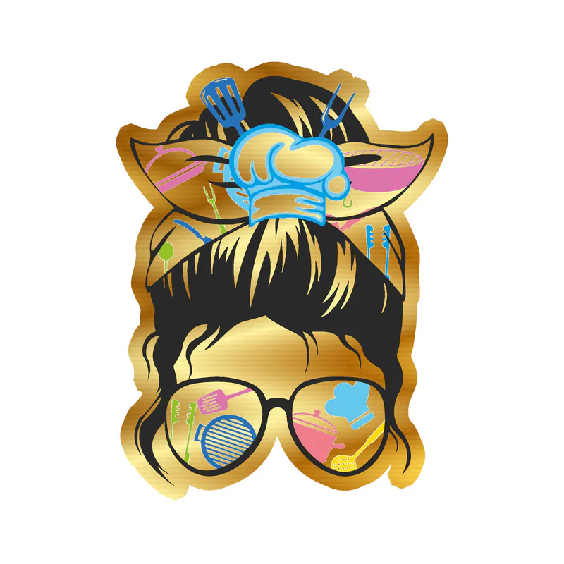 Messy Bun - Gold Chrome Vinyl Decal - Custom Size