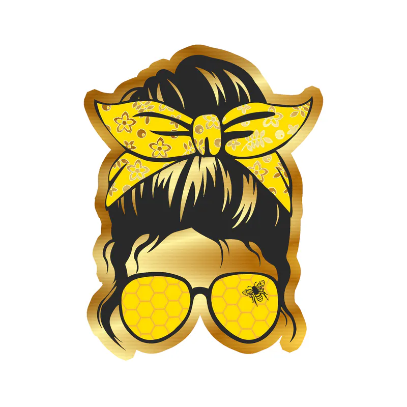 Messy Bun - Gold Chrome Vinyl Decal - Custom Size
