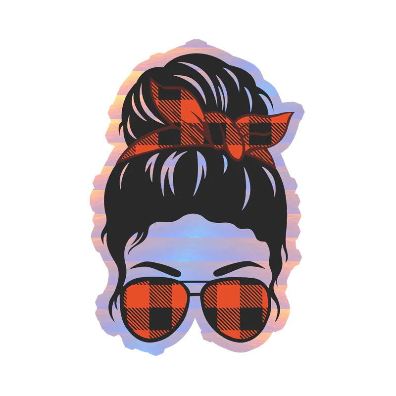 Messy Bun - Holographic Vinyl Decal - Custom Size