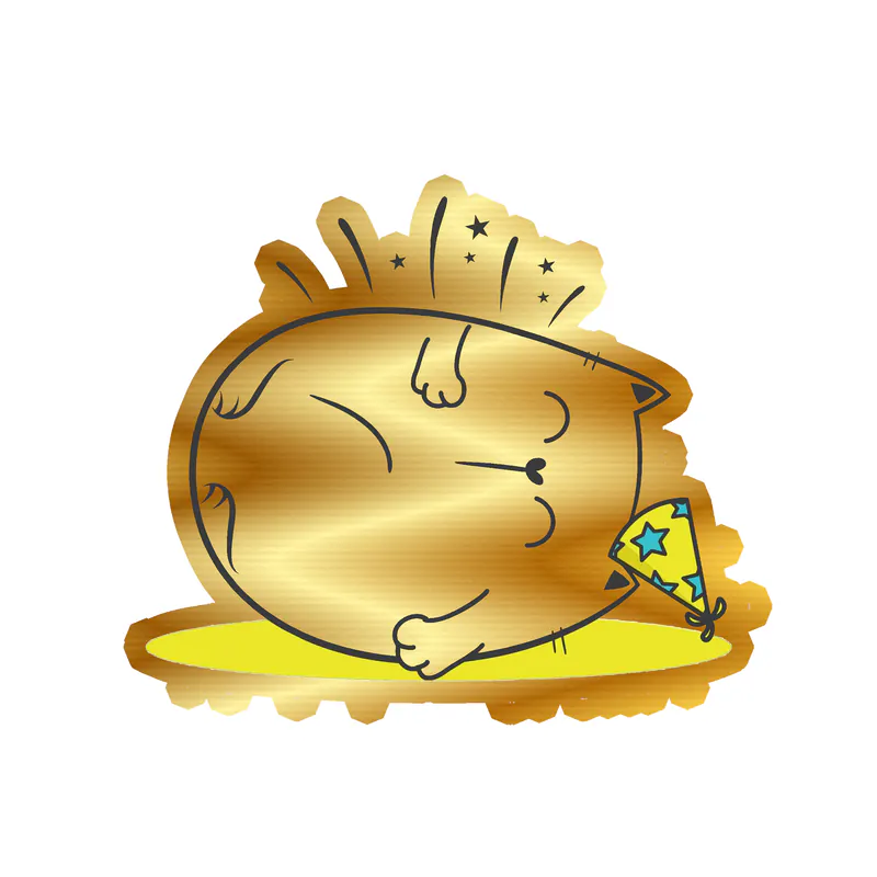 Fat Cat Birthday - Gold Chrome Vinyl Decal - Custom Size