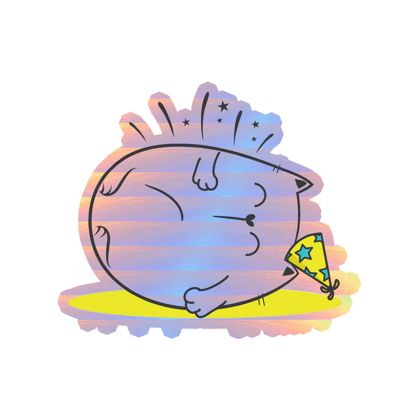 Fat Cat Birthday - Holographic Vinyl Decal - Custom Size
