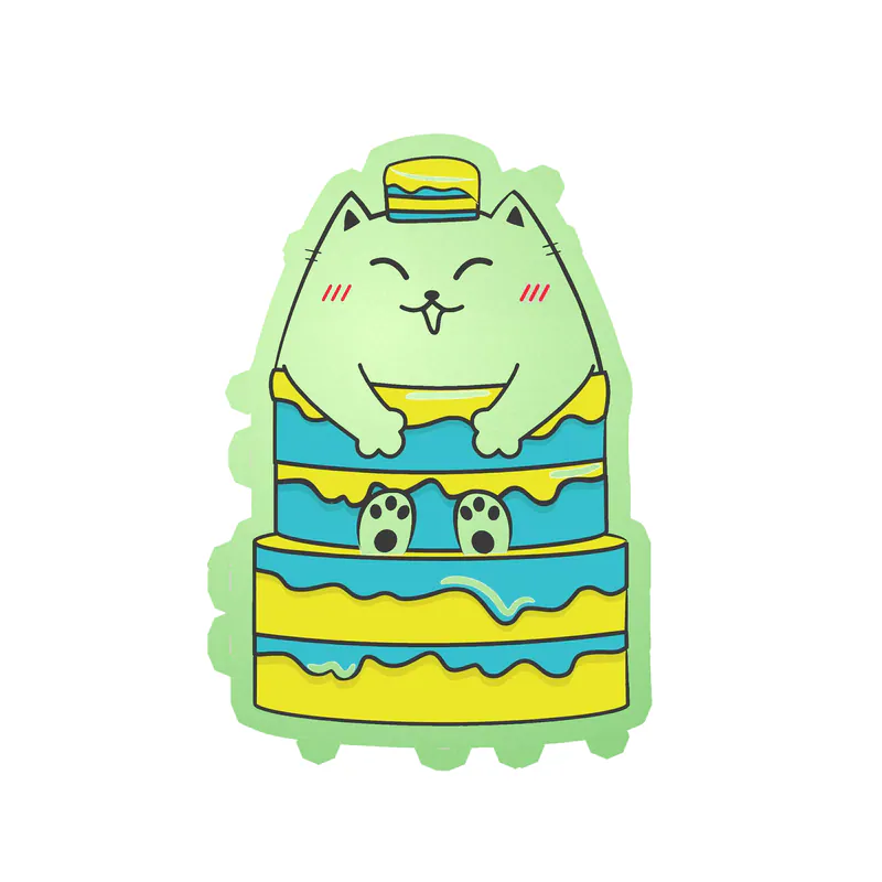Fat Cat Birthday - Glow in the Dark Vinyl Decal - Custom Size
