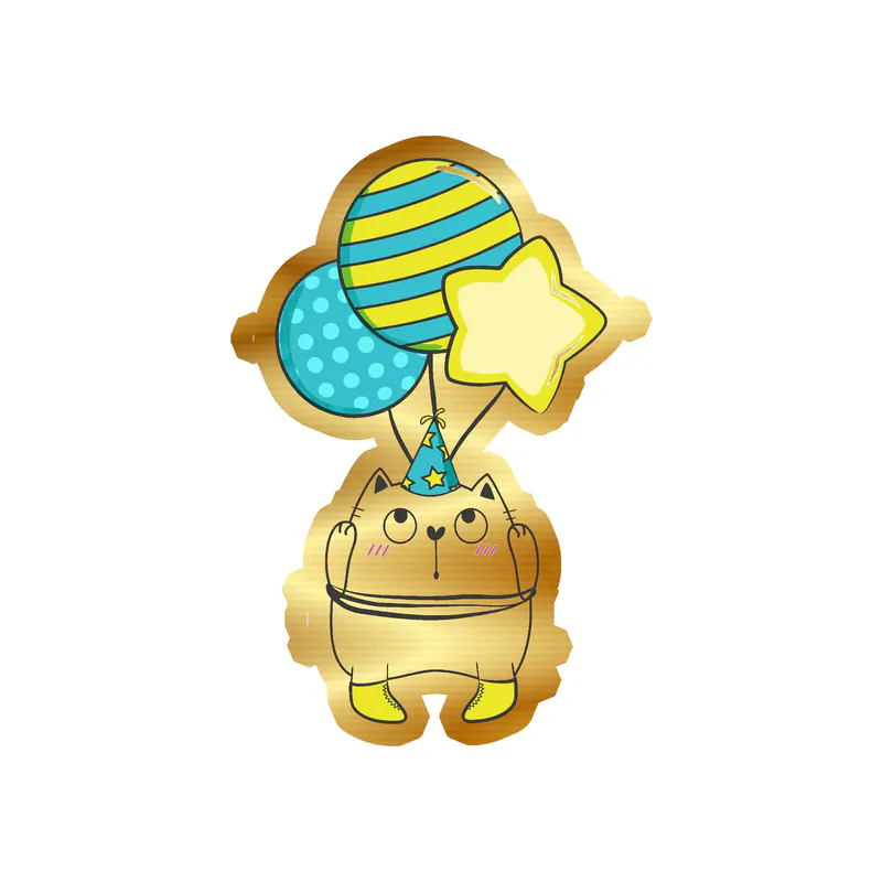 Fat Cat Birthday - Gold Chrome Vinyl Decal - Custom Size