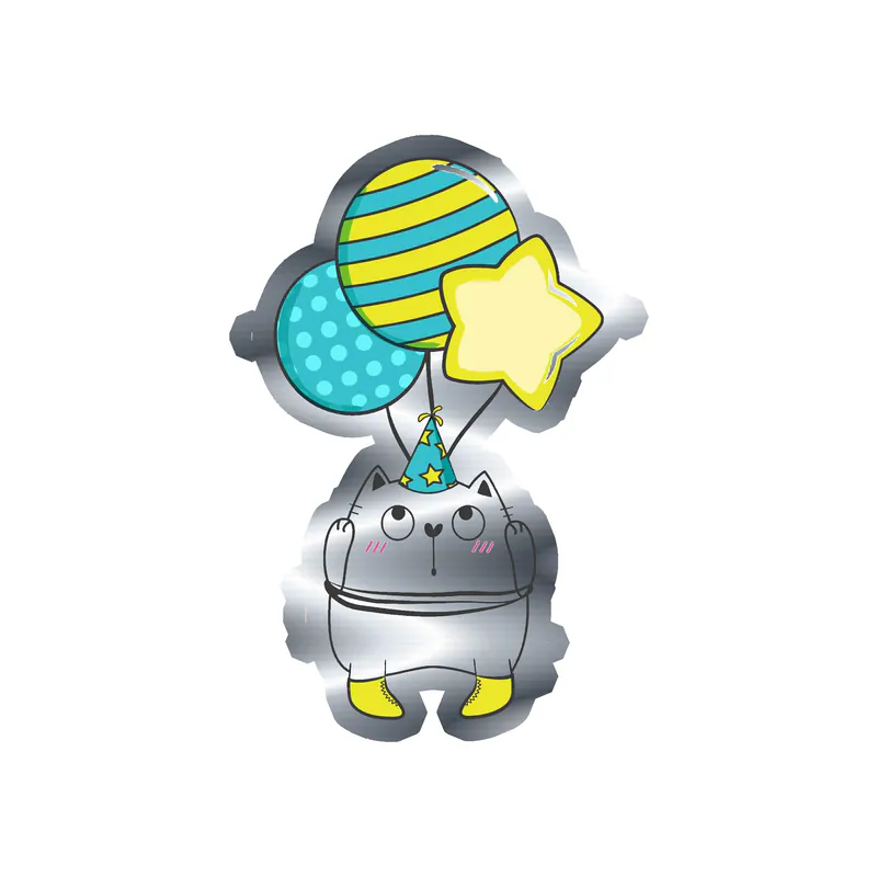 Fat Cat Birthday - Silver Chrome Vinyl Decal - Custom Size