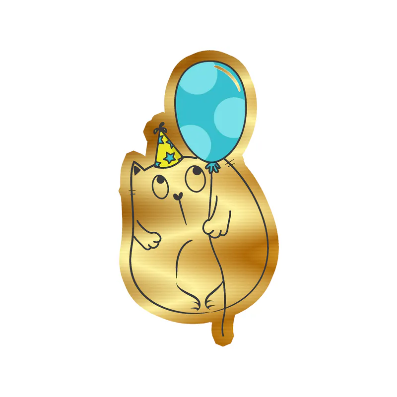 Fat Cat Birthday - Gold Chrome Vinyl Decal - Custom Size