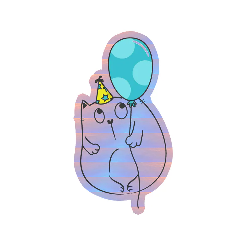 Fat Cat Birthday - Holographic Vinyl Decal - Custom Size