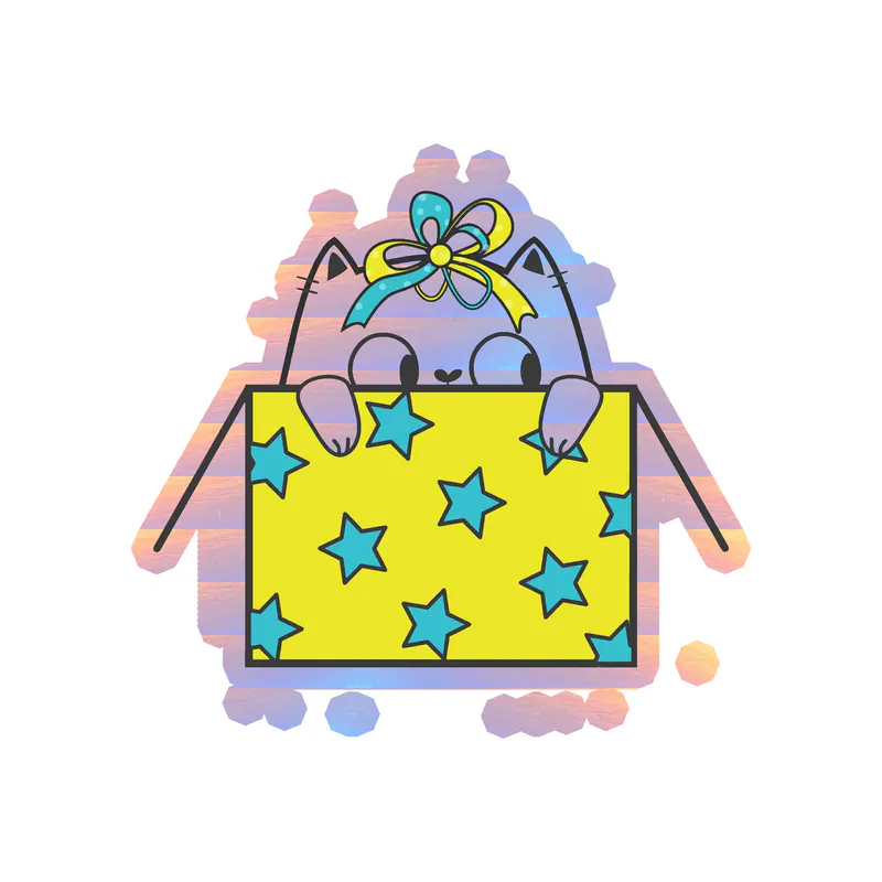 Fat Cat Birthday - Holographic Vinyl Decal - Custom Size