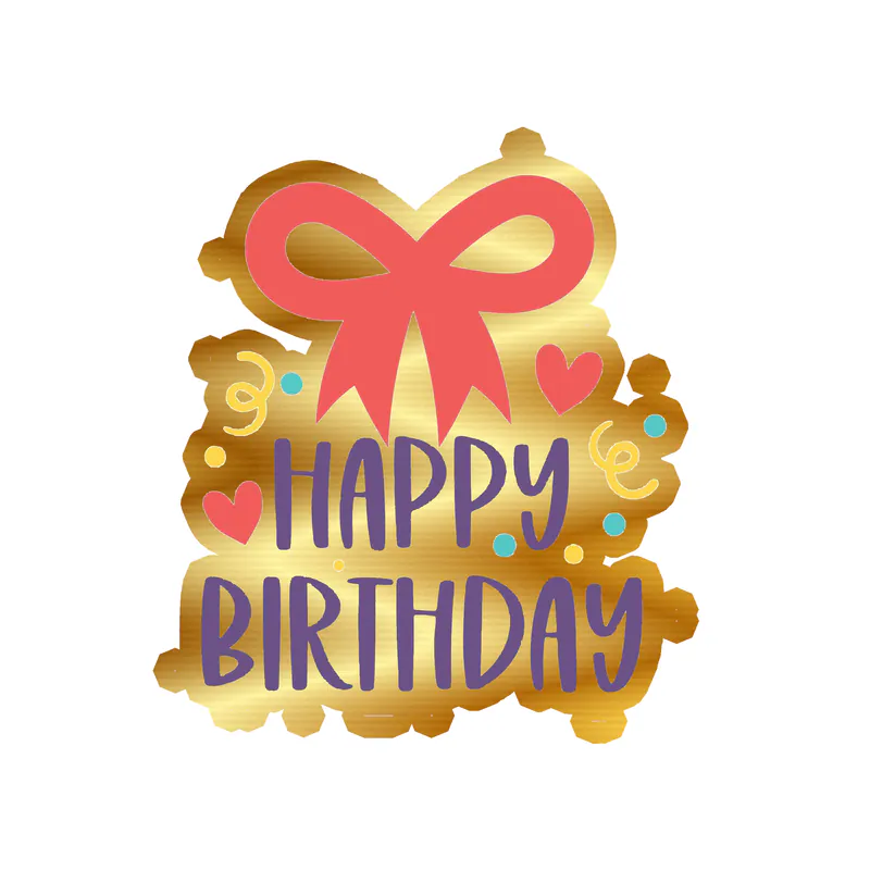 Happy Birthday - Gold Chrome Vinyl Decal - Custom Size