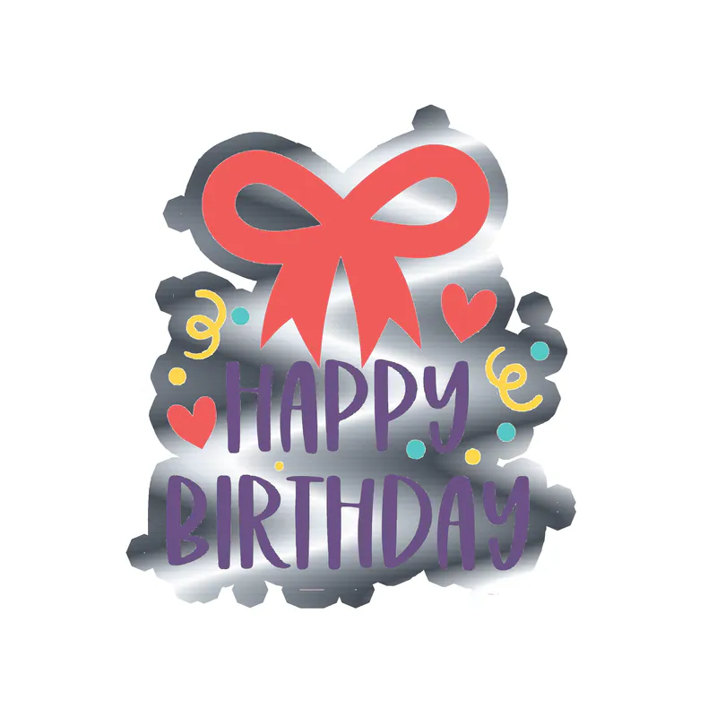 Happy Birthday - Silver Chrome Vinyl Decal - Custom Size