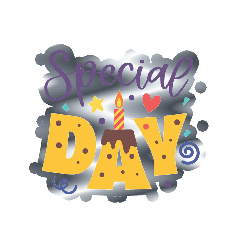 Special Day - Silver Chrome Vinyl Decal - Custom Size