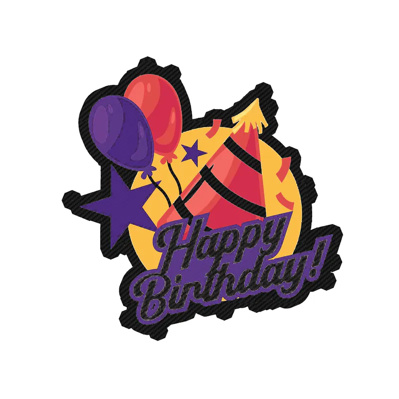 Happy Birthday! - Carbon Fiber Vinyl Decal - Custom Size