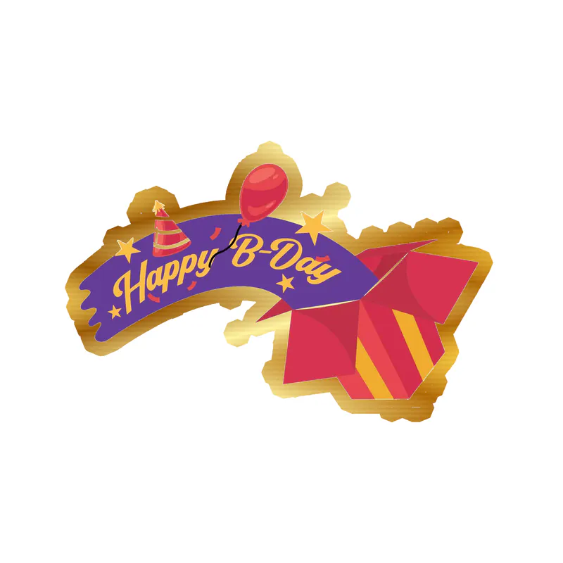 Happy Birthday - Gold Chrome Vinyl Decal - Custom Size