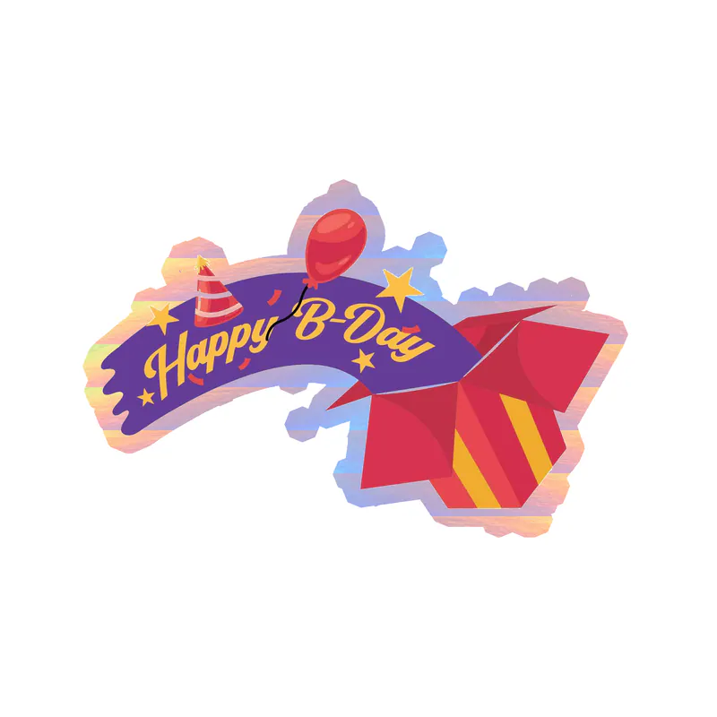 Happy Birthday - Holographic Vinyl Decal - Custom Size