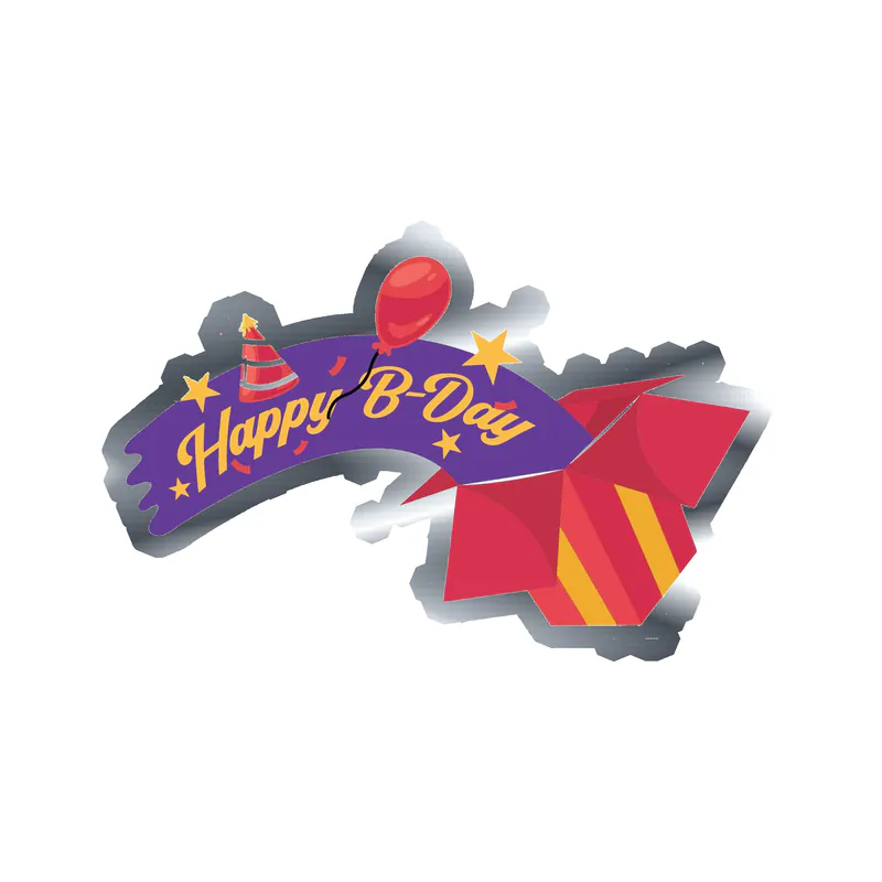 Happy Birthday - Silver Chrome Vinyl Decal - Custom Size