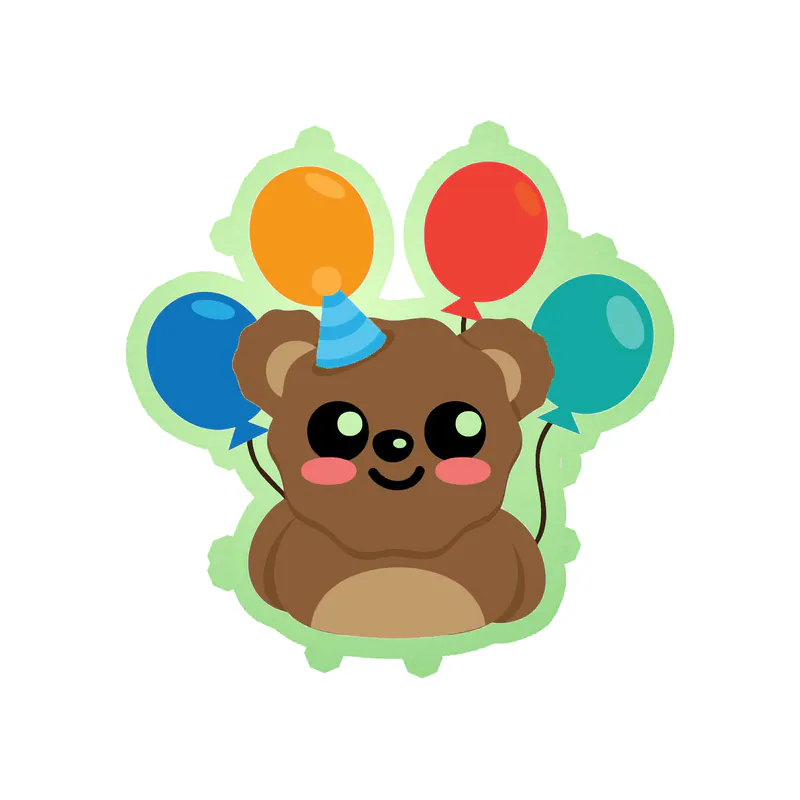 Birthday Bear - Glow in the Dark Vinyl Decal - Custom Size